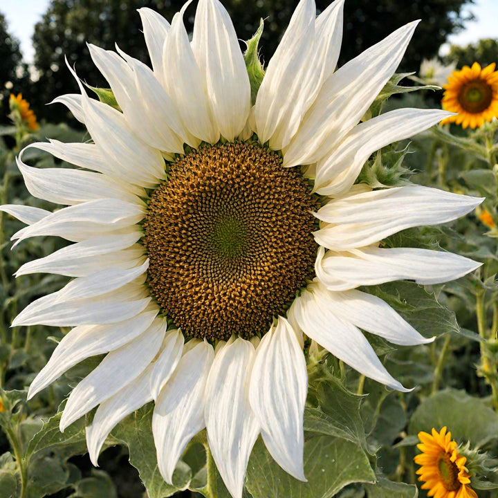 White Sunflower Flower Seeds for Planting – Rare Blooming Variety for Garden Charm, Heirloom Non-GMO