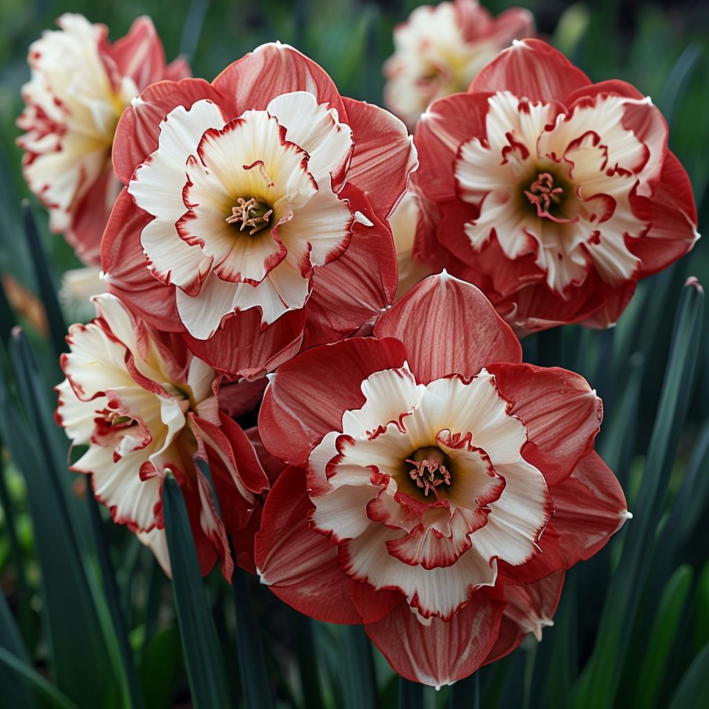 White & Red Double Daffodil Flower Seeds for Planting - Heirloom Non-GMO Quality