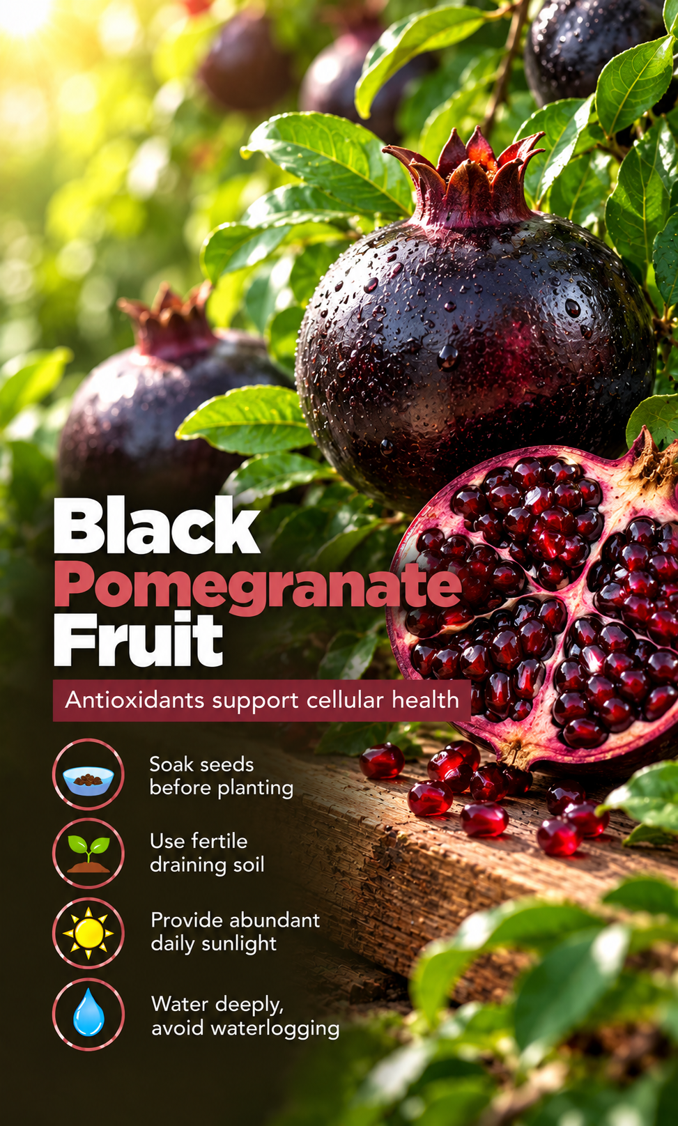 Grow a Rare Garden Treasure: Black Pomegranate Seeds for a Summer Filled with Beauty, Sweetness & Abundance