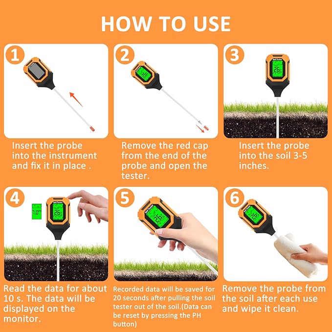 4-in-1 Soil Moisture &amp; pH Meter