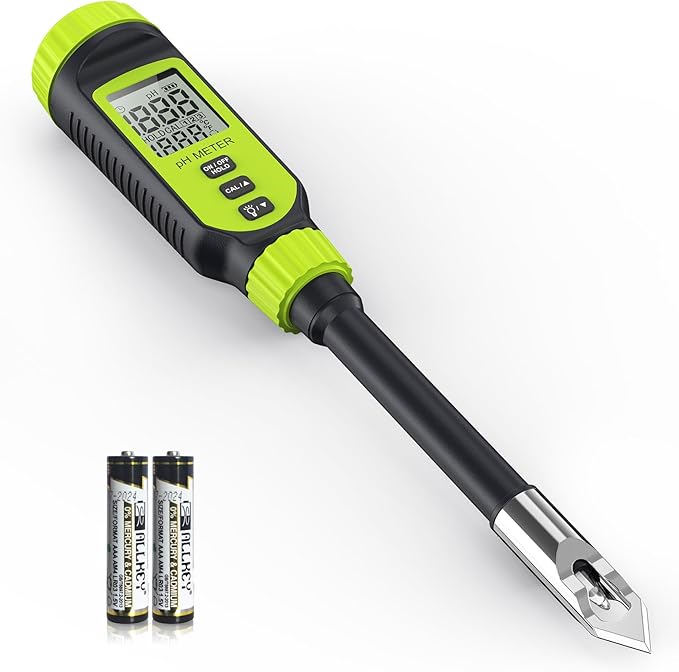 Digital Soil pH Meter – LCD Display with Sensitive Probe & Zinc Alloy Tip, Garden & Lawn Tester with 2 Batteries