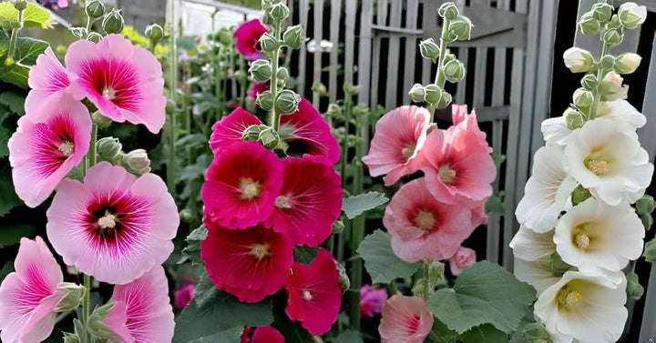 Pink Red Yellow Beautiful Hollyhock Organic Heirloom Vibrant Flower Gardens Flower Seeds
