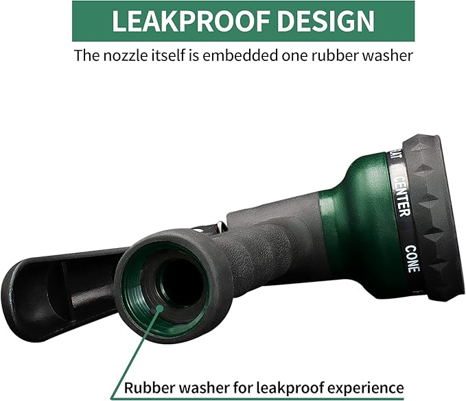 7-Pattern Garden Hose Nozzle, ABS Water Spray Nozzle with Slip-Resistant Design for Plant Watering, Lawn Care, Car Washing, Pet Bathing, Cleaning, and Outdoor
