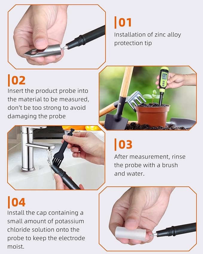 Digital Soil pH Meter – LCD Display with Sensitive Probe & Zinc Alloy Tip, Garden & Lawn Tester with 2 Batteries