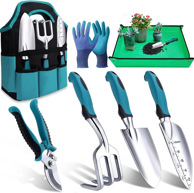 7-Piece Gardening Tool Set, Rust-Proof Stainless Steel and Aluminum Alloy Hand Tools, Perfect Gardening Supplies and Gift Idea