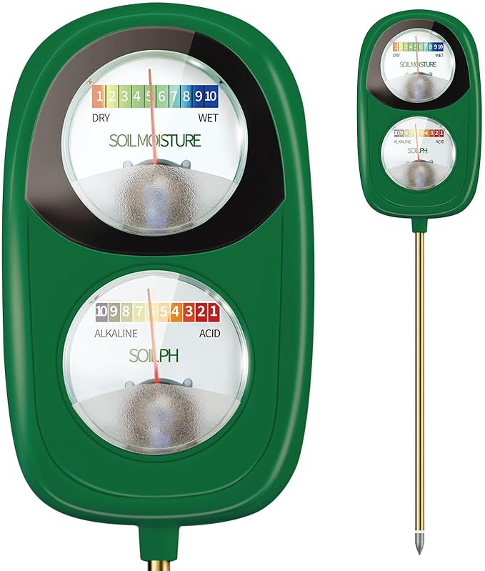 AvocadoGreen 2-in-1 Soil Moisture & pH Meter for Plants, Garden, Lawn & Farm - No Batteries