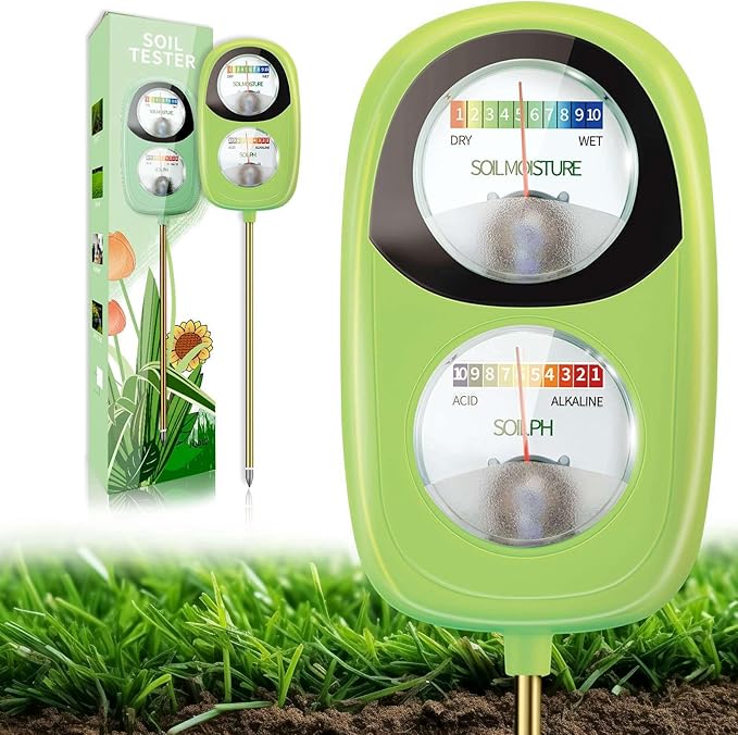 AvocadoGreen 2-in-1 Soil Moisture & pH Meter for Plants, Garden, Lawn & Farm - No Batteries