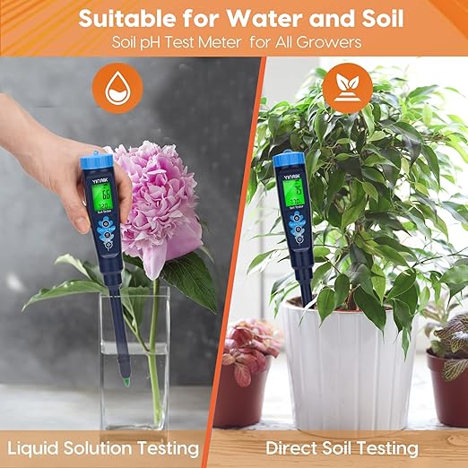 Professional Soil pH Tester for Indoor & Outdoor Plants, Garden, Lawn, Greenhouse, and Farming