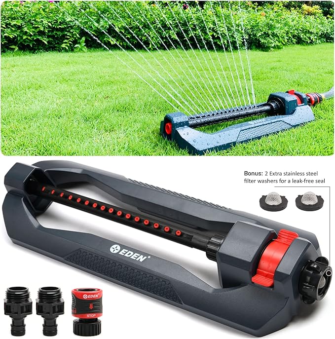 Lawn & Garden Oscillating Sprinkler – Covers 3,600 sq. ft., Durable Base for Efficient Watering