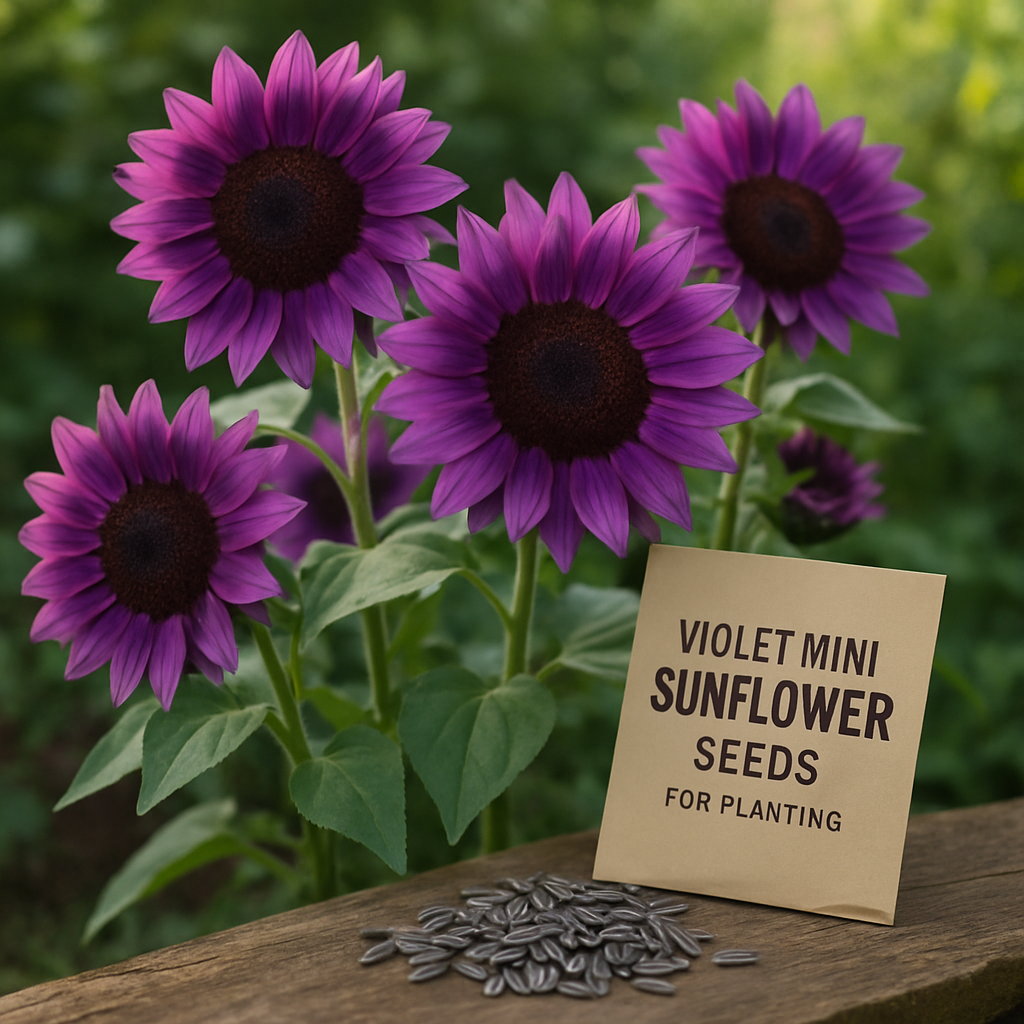 Violet Mini Sunflower Seeds for Planting – Heirloom, Non-GMO, High Germination Dwarf Garden Blooms for Pots & Borders