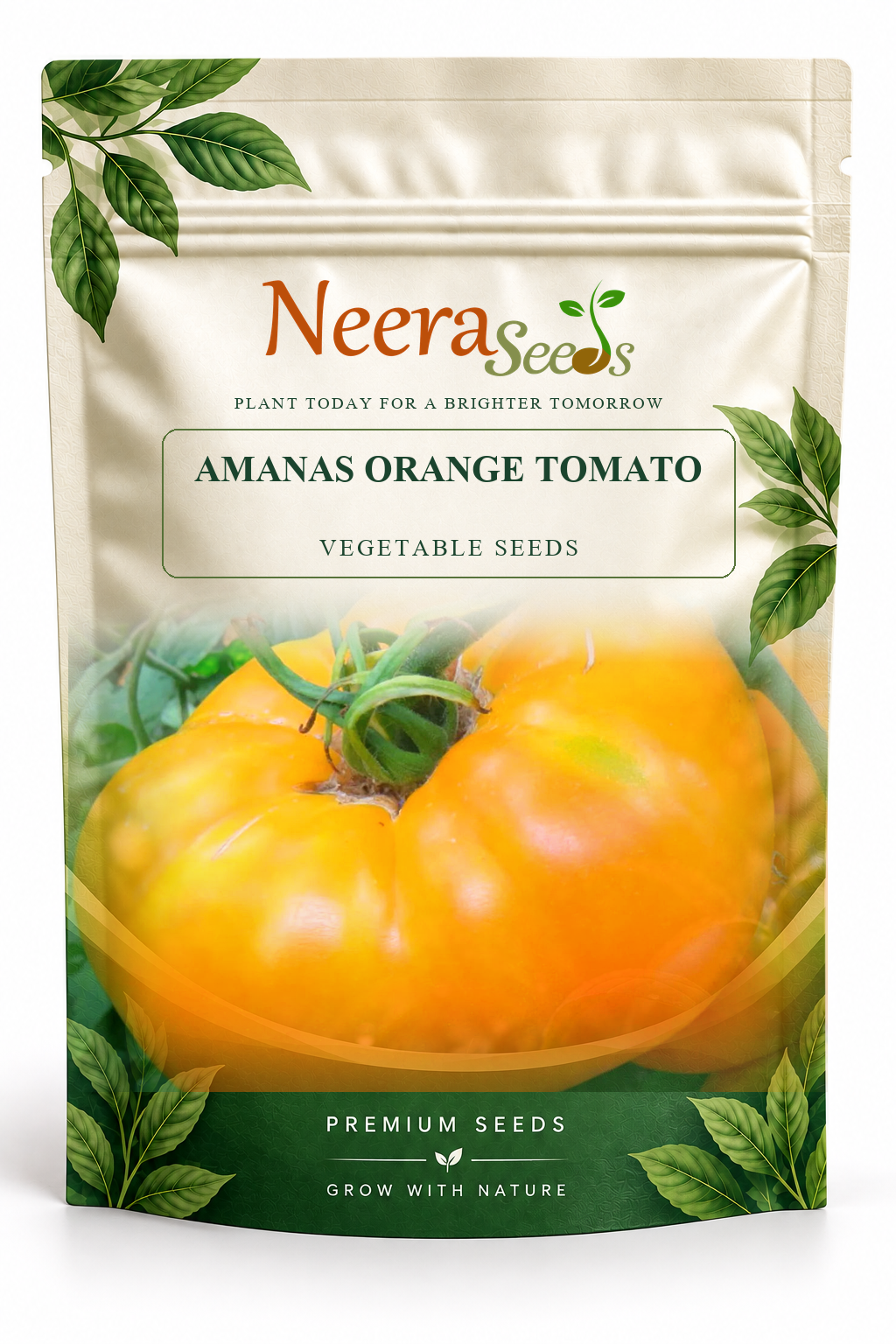 Neera Seeds Packaging Pouch - AMANAS ORANGE TOMATO VEGETABLE SEEDS