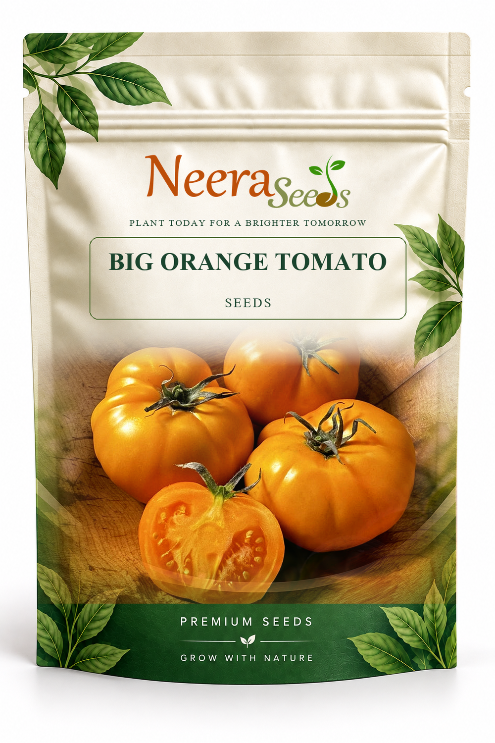 Neera Seeds Packaging Pouch - BIG ORANGE TOMATO SEEDS
