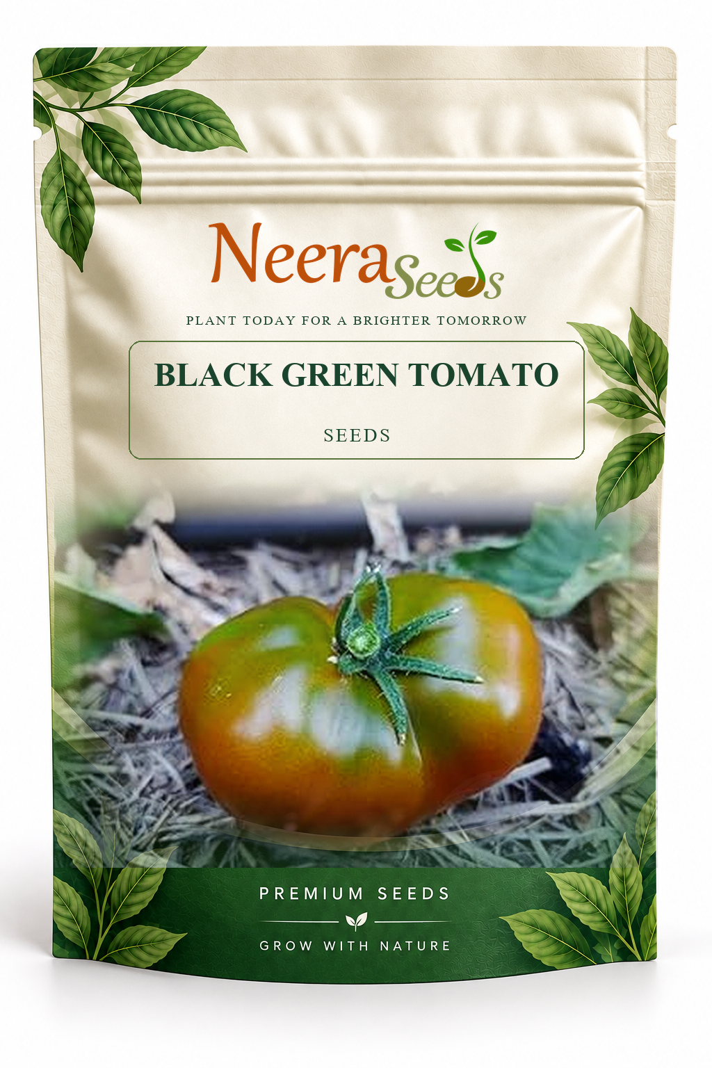 Neera Seeds Packaging Pouch - BLACK GREEN TOMATO SEEDS