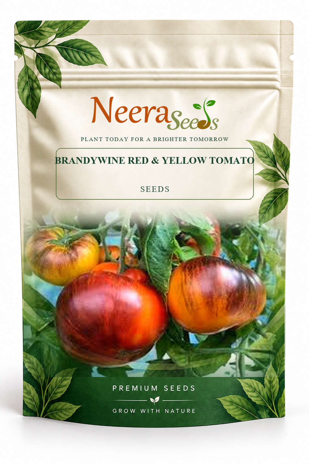 Neera Seeds Packaging Pouch - BRANDYWINE RED & YELLOW TOMATO SEEDS