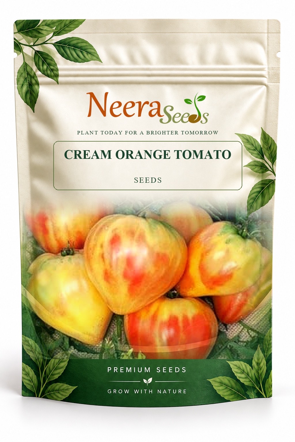 Neera Seeds Packaging Pouch - CREAM ORANGE TOMATO SEEDS