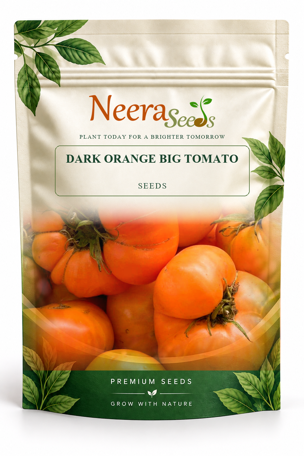 Neera Seeds Packaging Pouch - DARK ORANGE BIG TOMATO SEEDS