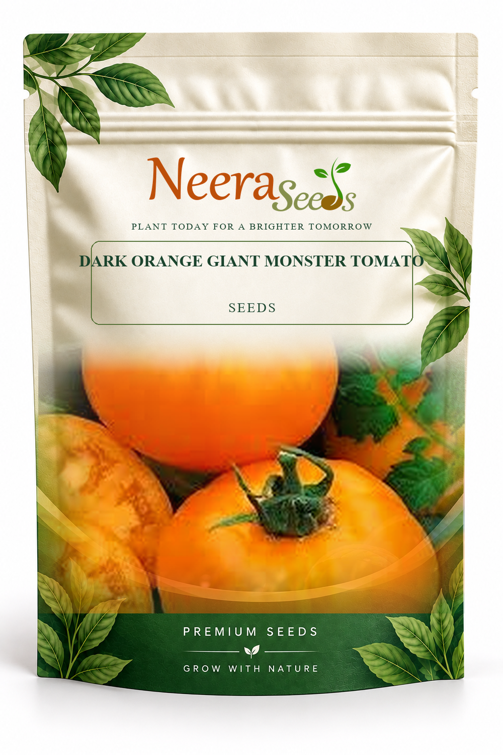 Neera Seeds Packaging Pouch - DARK ORANGE GIANT MONSTER TOMATO SEEDS
