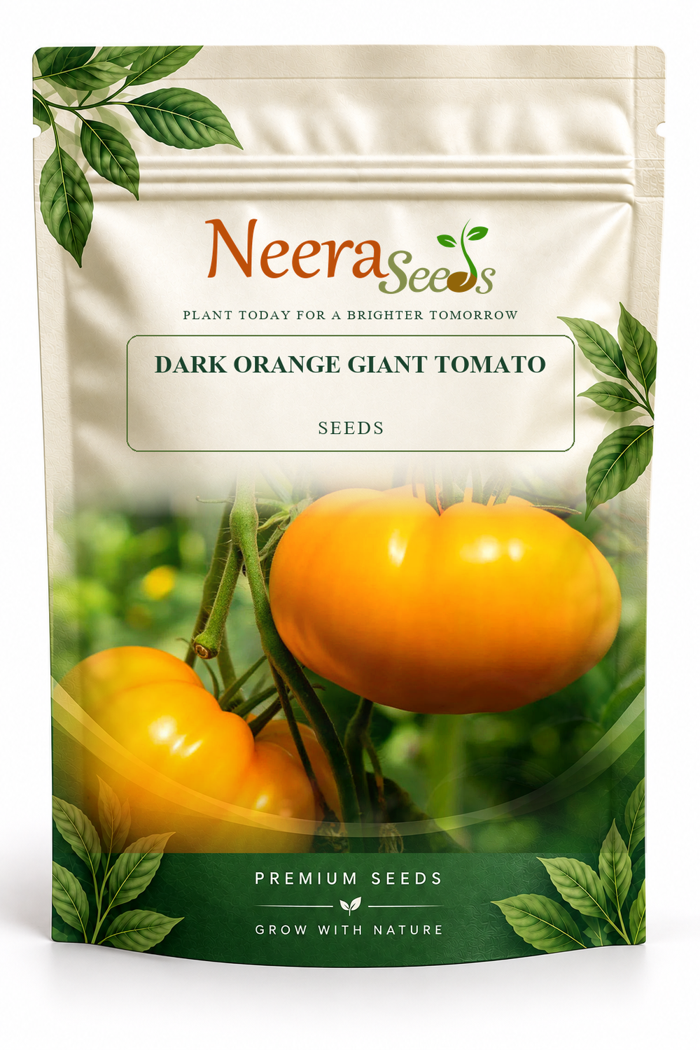 Neera Seeds Packaging Pouch - DARK ORANGE GIANT TOMATO SEEDS