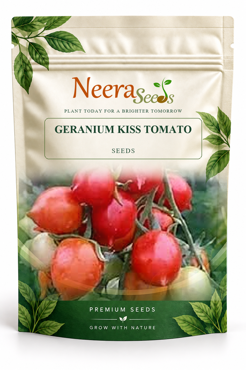 Neera Seeds Packaging Pouch - GERANIUM KISS TOMATO SEEDS