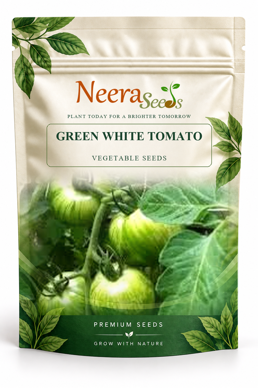 Neera Seeds Packaging Pouch - GREEN WHITE TOMATO VEGETABLE SEEDS