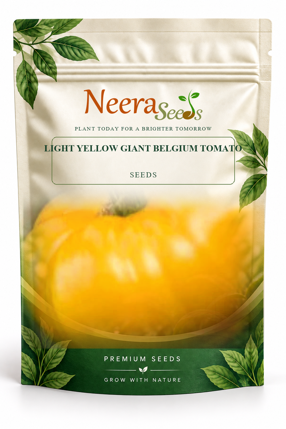 Neera Seeds Packaging Pouch - LIGHT YELLOW GIANT BELGIUM TOMATO SEEDS
