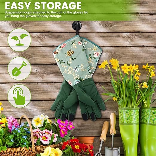 Long Sleeve Leather Gardening Gloves for Women