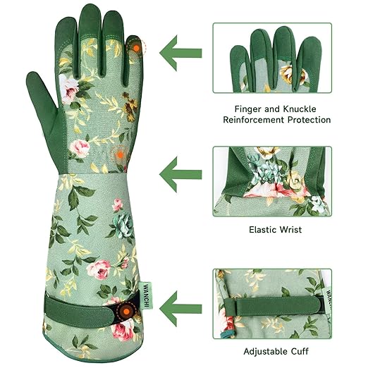 Long Sleeve Leather Gardening Gloves for Women