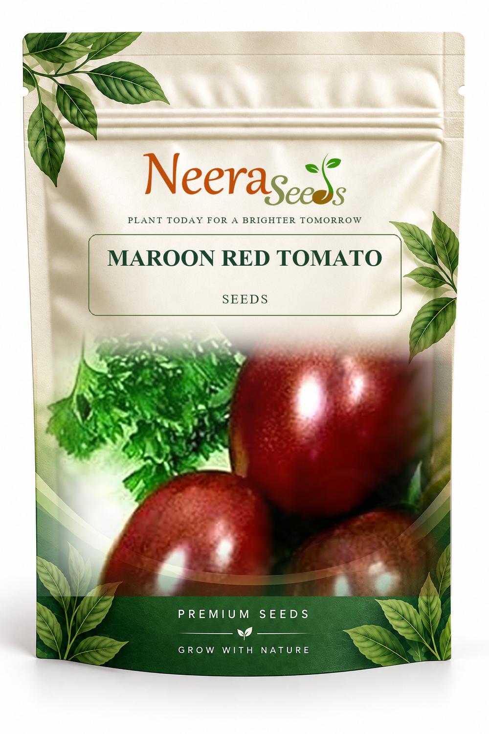 Neera Seeds Packaging Pouch - MAROON RED TOMATO SEEDS
