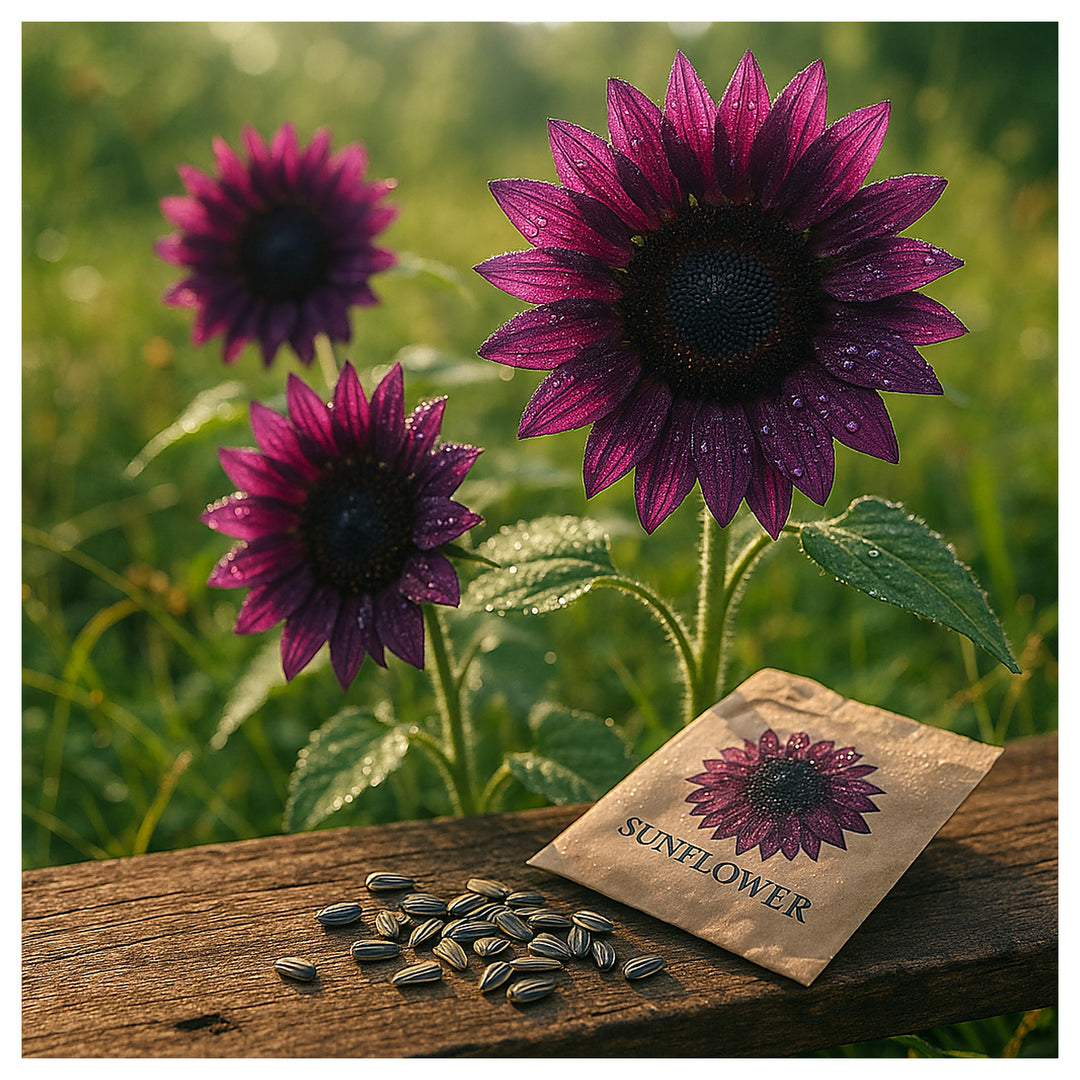 Purple Sunflower Seeds for Planting | Heirloom Non-GMO High Germination Organic Garden Seeds | Neera Seeds product photo [neera-v4-025c2cc0d4bef65f3e6f]