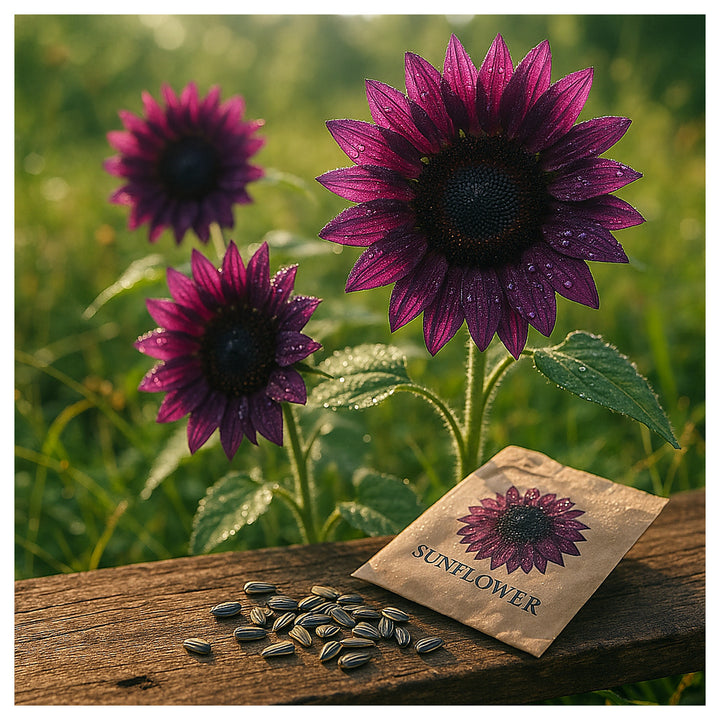 Purple Sunflower Seeds for Planting | Heirloom Non-GMO High Germination Organic Garden Seeds | Neera Seeds product photo [neera-v4-025c2cc0d4bef65f3e6f]