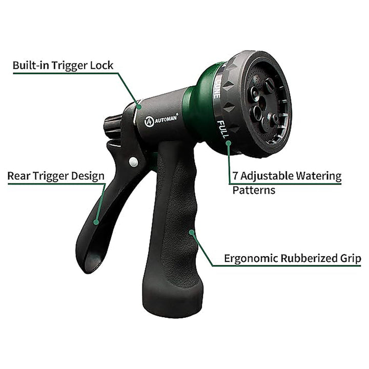 7-Pattern Garden Hose Nozzle, ABS Water Spray Nozzle with Slip-Resistant Design for Plant Watering, Lawn Care, Car  | Neera Seeds product photo [neera-v4-556cab165638495f0cc4]
