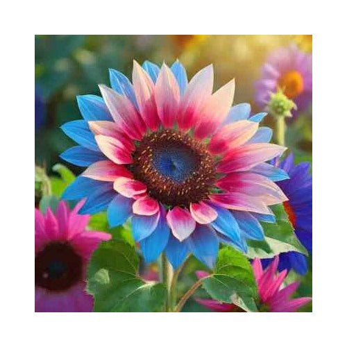 Blue Pink Rare Twin Blossom Over Sunflower Planting Unique Heirloom Variety Non Gmo Flower [neera-v5-22e42155714e969c98e6]