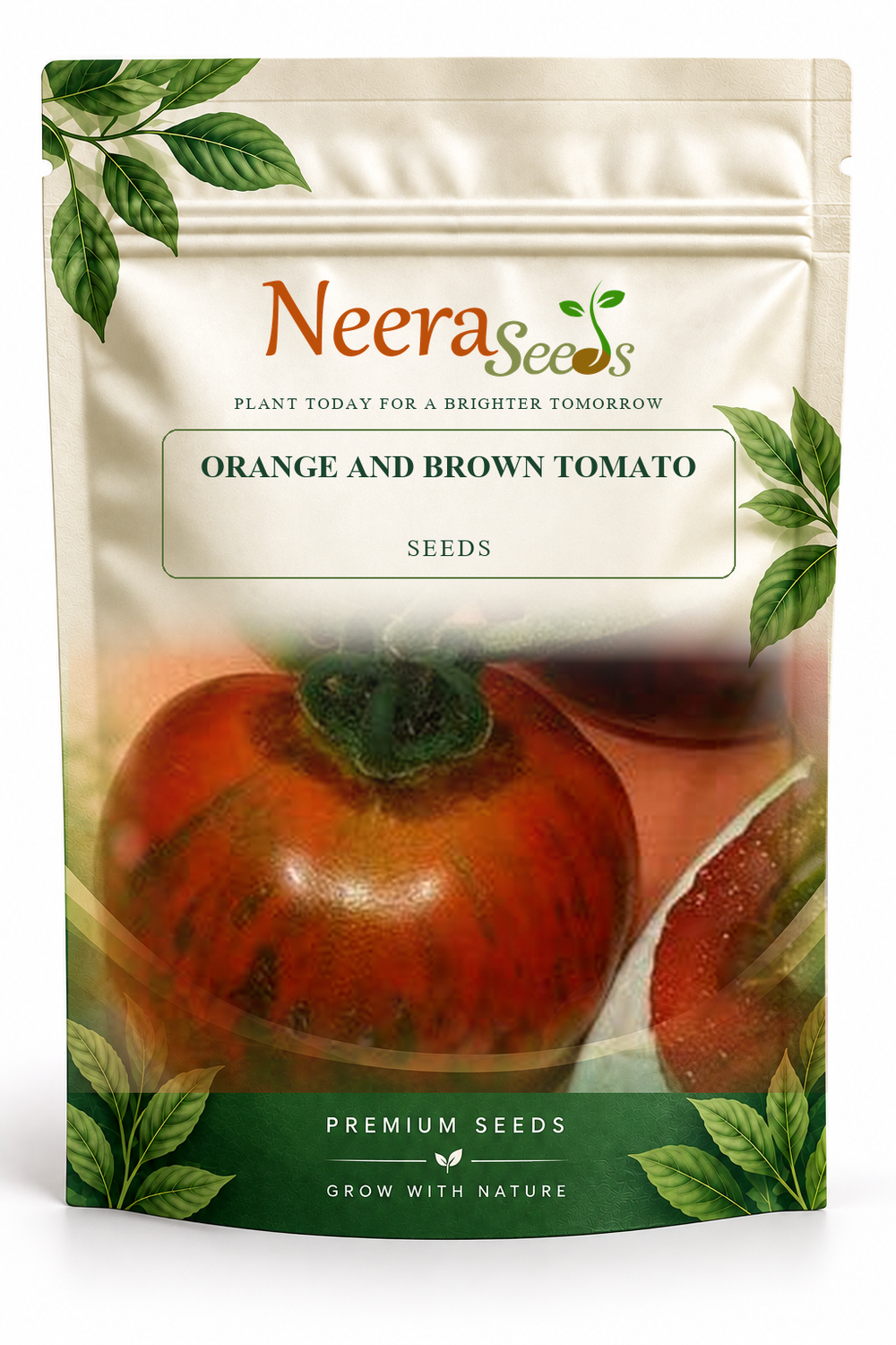 Neera Seeds Packaging Pouch - ORANGE AND BROWN TOMATO SEEDS