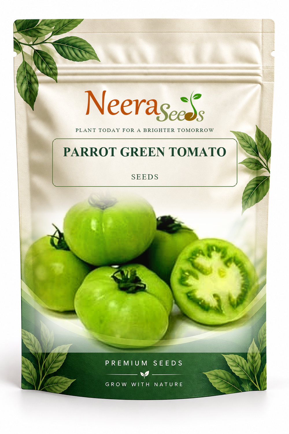 Neera Seeds Packaging Pouch - PARROT GREEN TOMATO SEEDS