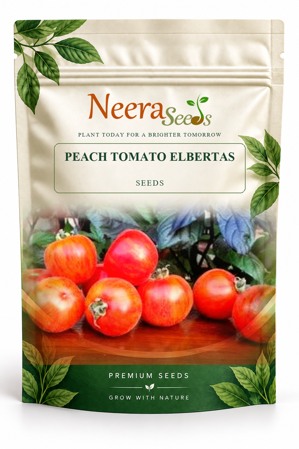 Neera Seeds Packaging Pouch - PEACH TOMATO ELBERTAS SEEDS