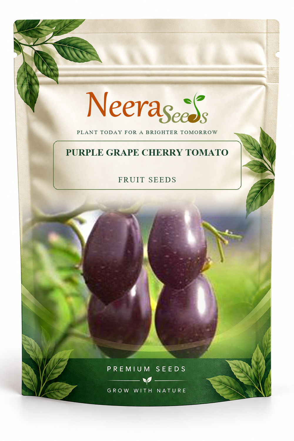 Neera Seeds Packaging Pouch - PURPLE GRAPE CHERRY TOMATO FRUIT SEEDS