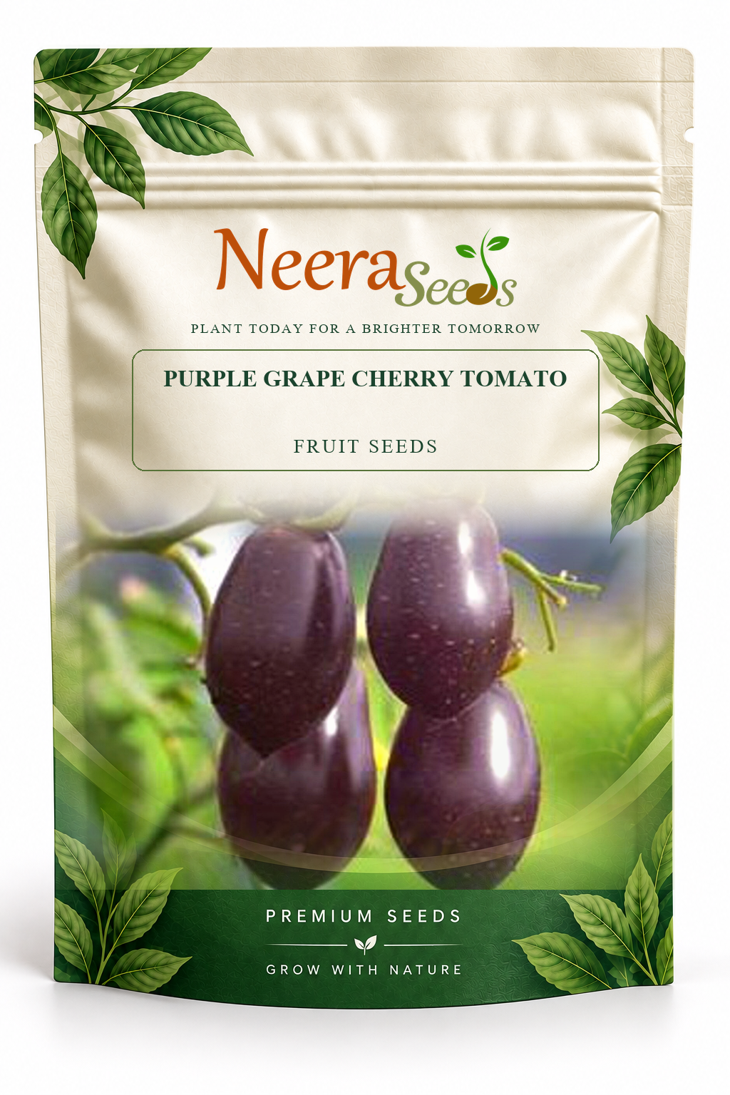 Neera Seeds Packaging Pouch - PURPLE GRAPE CHERRY TOMATO FRUIT SEEDS