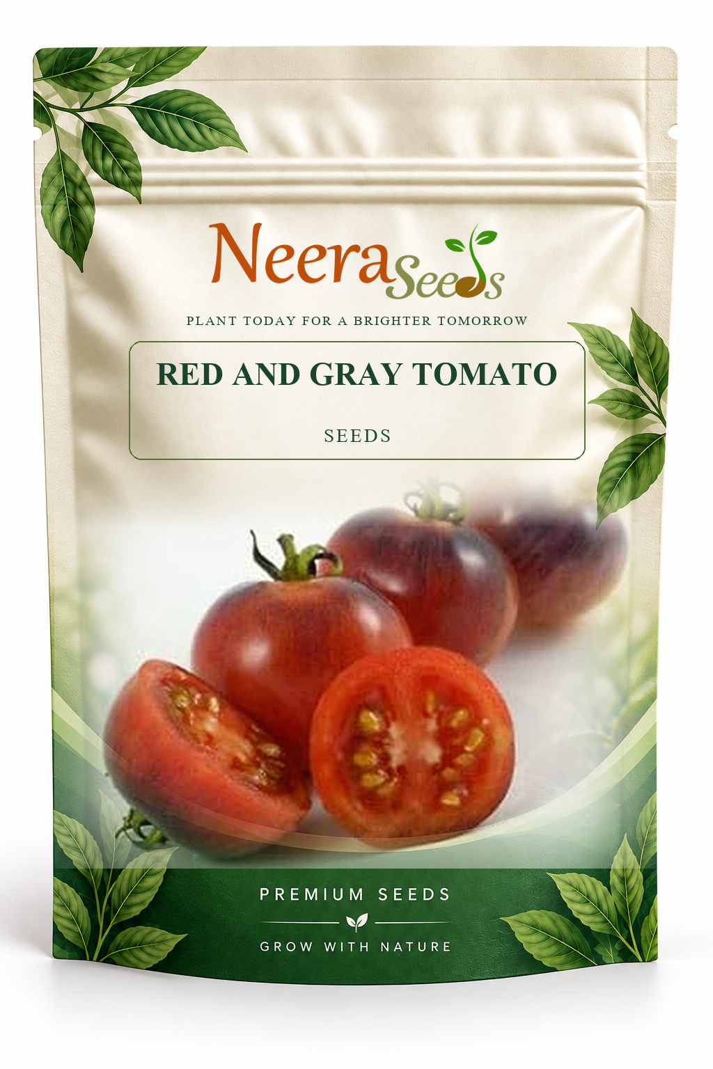 Neera Seeds Packaging Pouch - RED AND GRAY TOMATO SEEDS