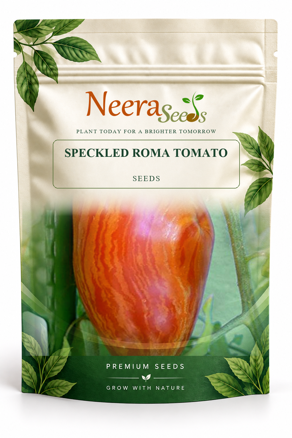 Neera Seeds Packaging Pouch - SPECKLED ROMA TOMATO SEEDS