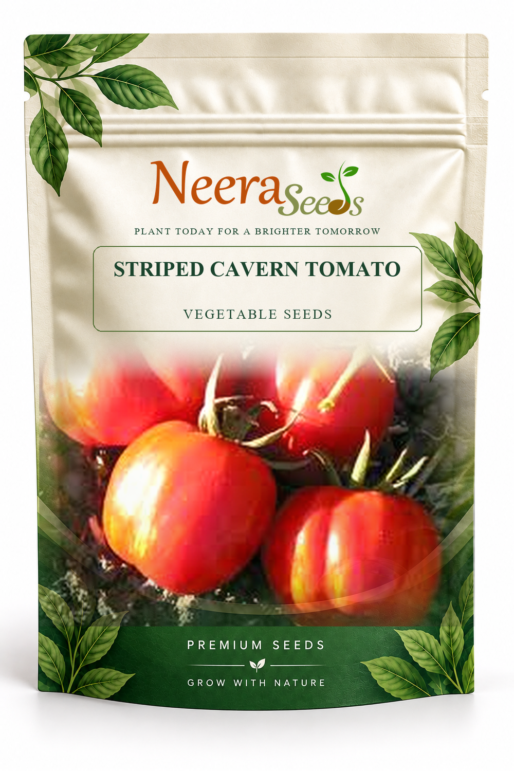 Neera Seeds Packaging Pouch - STRIPED CAVERN TOMATO VEGETABLE SEEDS