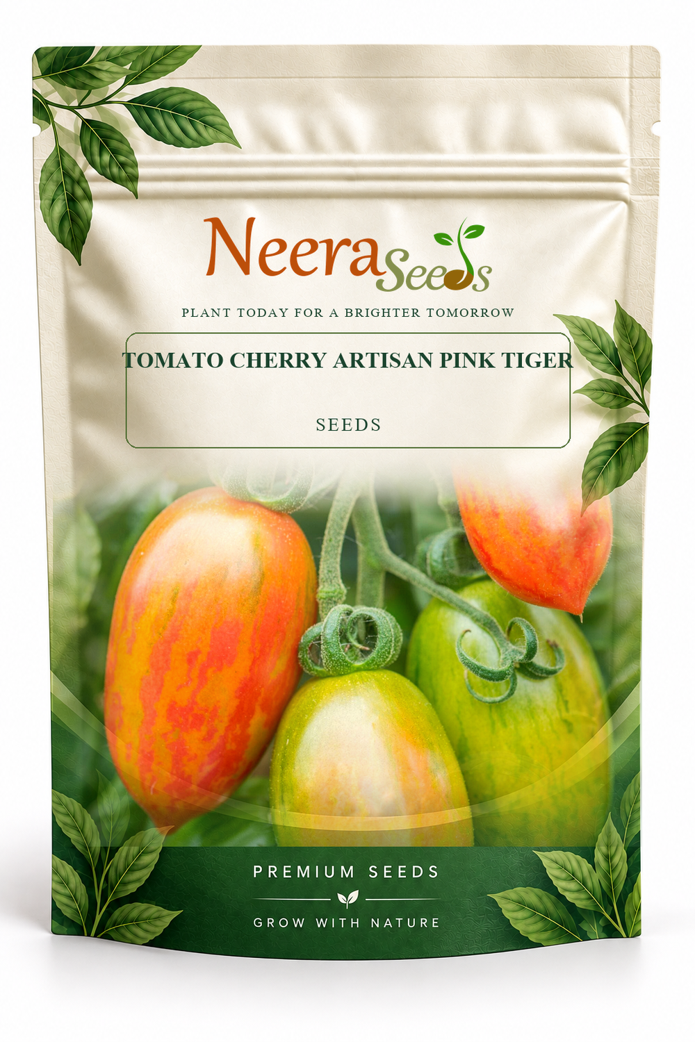 Neera Seeds Packaging Pouch - TOMATO CHERRY ARTISAN PINK TIGER SEEDS
