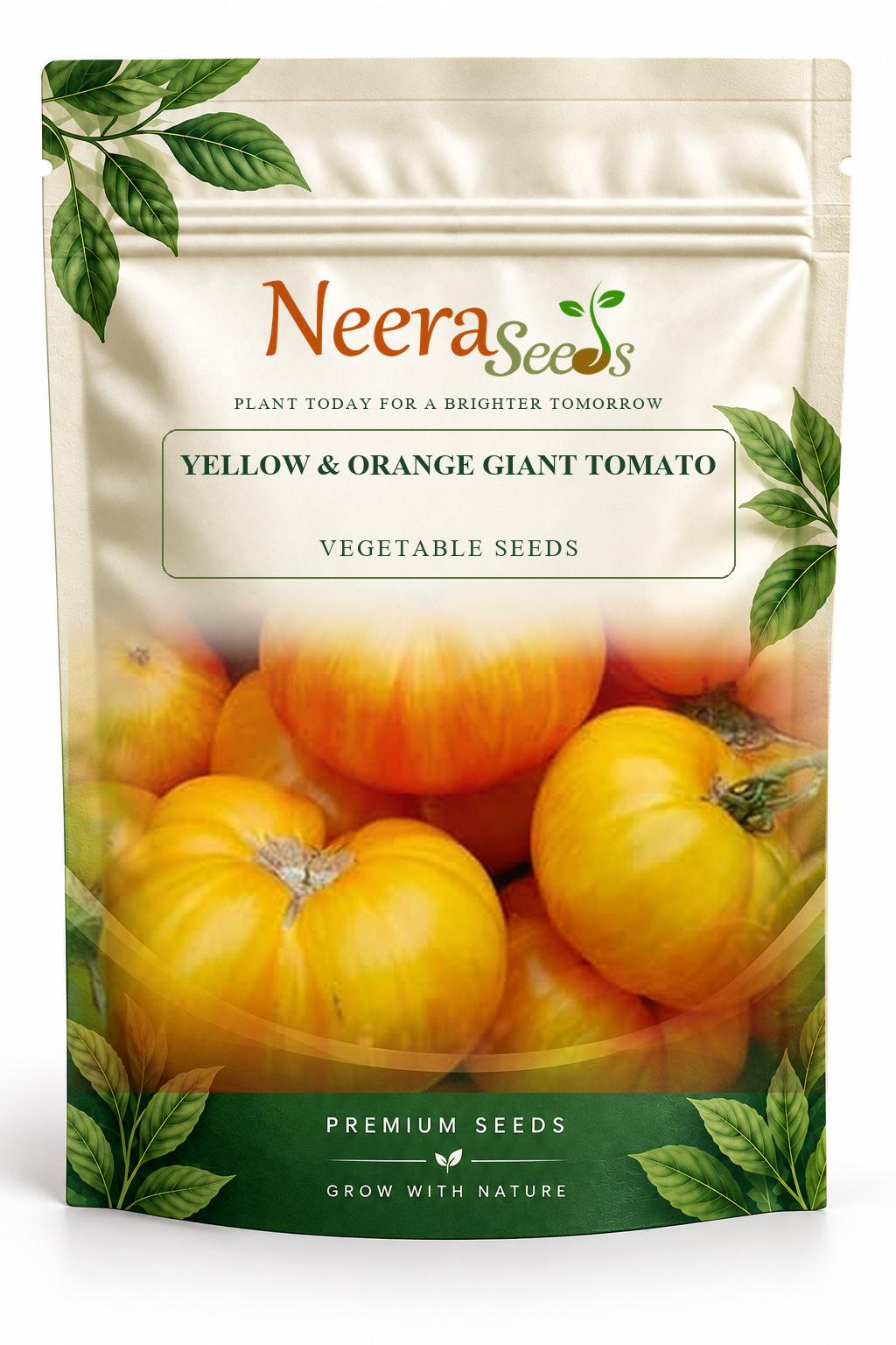 Neera Seeds Packaging Pouch - YELLOW &amp; ORANGE GIANT TOMATO VEGETABLE SEEDS